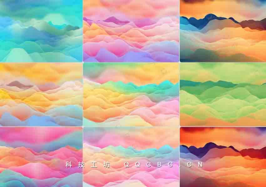 10+梦幻创意云层唯美清新多色纹理背景Multi colored cloud texture